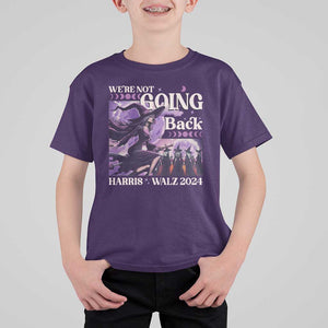 Harris Walz 2024 Halloween T Shirt For Kid We're Not Going Back Witch Childless Cat Ladies Moon TS11 Purple Print Your Wear