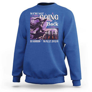 Harris Walz 2024 Halloween Sweatshirt We're Not Going Back Witch Childless Cat Ladies Moon TS11 Royal Blue Print Your Wear