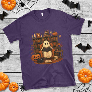 Halloween Book Lover T Shirt Spooky Ghost Reading Book Librarians Bookworm TS11 Purple Print Your Wear