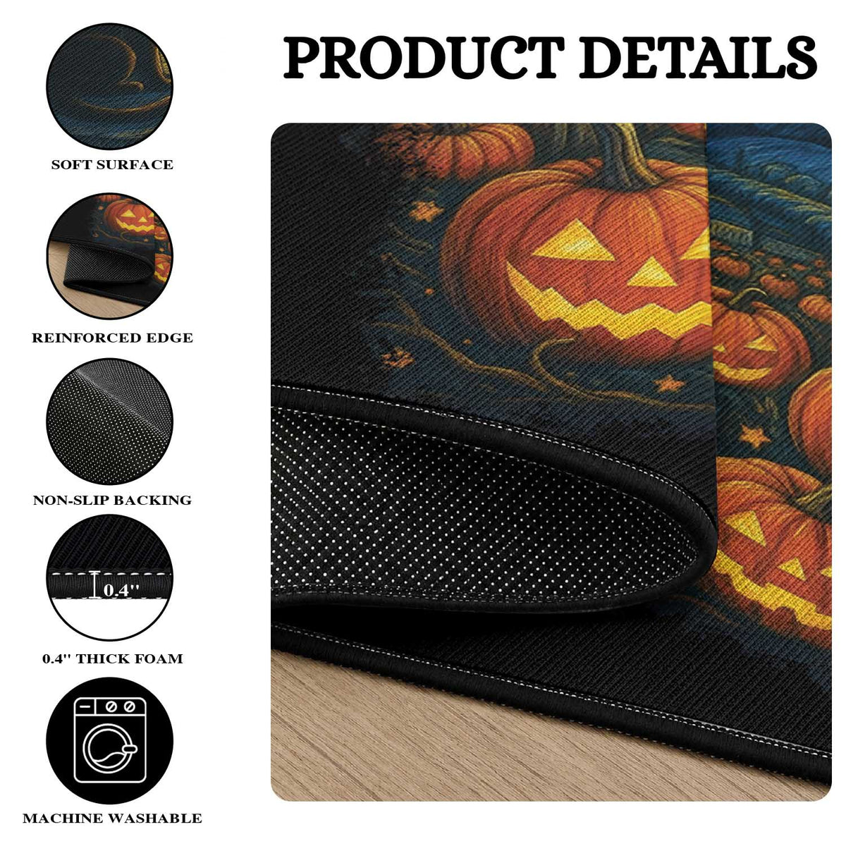 Halloween Cat Starry Night Van Gogh Cat Lovers Round Rug