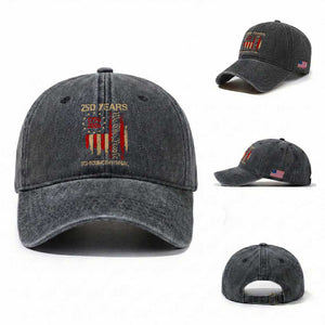 250 Years Semiquincentennial Washed Cotton Baseball Cap 250th America Anniversary Independence Day TS11 Washed Cap Universal Fit Dark Gray Print Your Wear