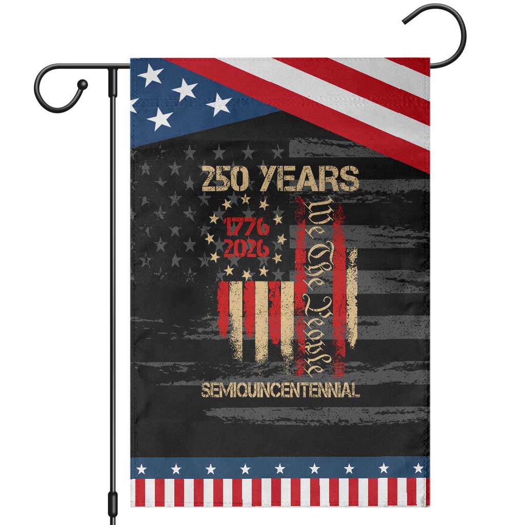 250 Years Semiquincentennial Garden Flag 250th America Anniversary Independence Day TS11 Distressed Black Blue Print Your Wear