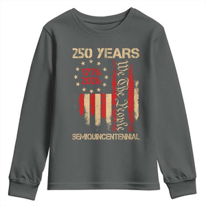 250 Years Semiquincentennial Youth Sweatshirt 250th America Anniversary Independence Day TS11 Dark Heather Print Your Wear
