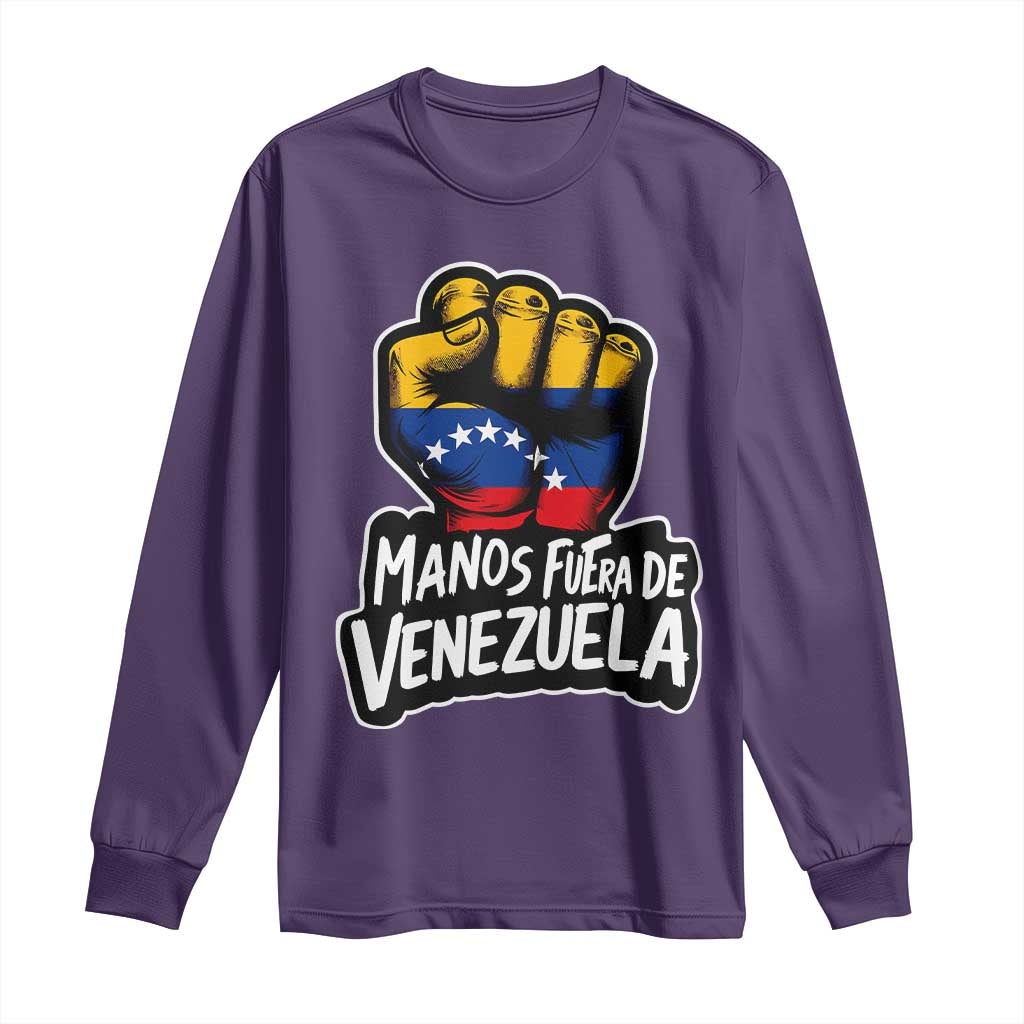 Manos Fuera De Venezuela Long Sleeve Shirt Venezuelan Flag TS11 Purple Print Your Wear
