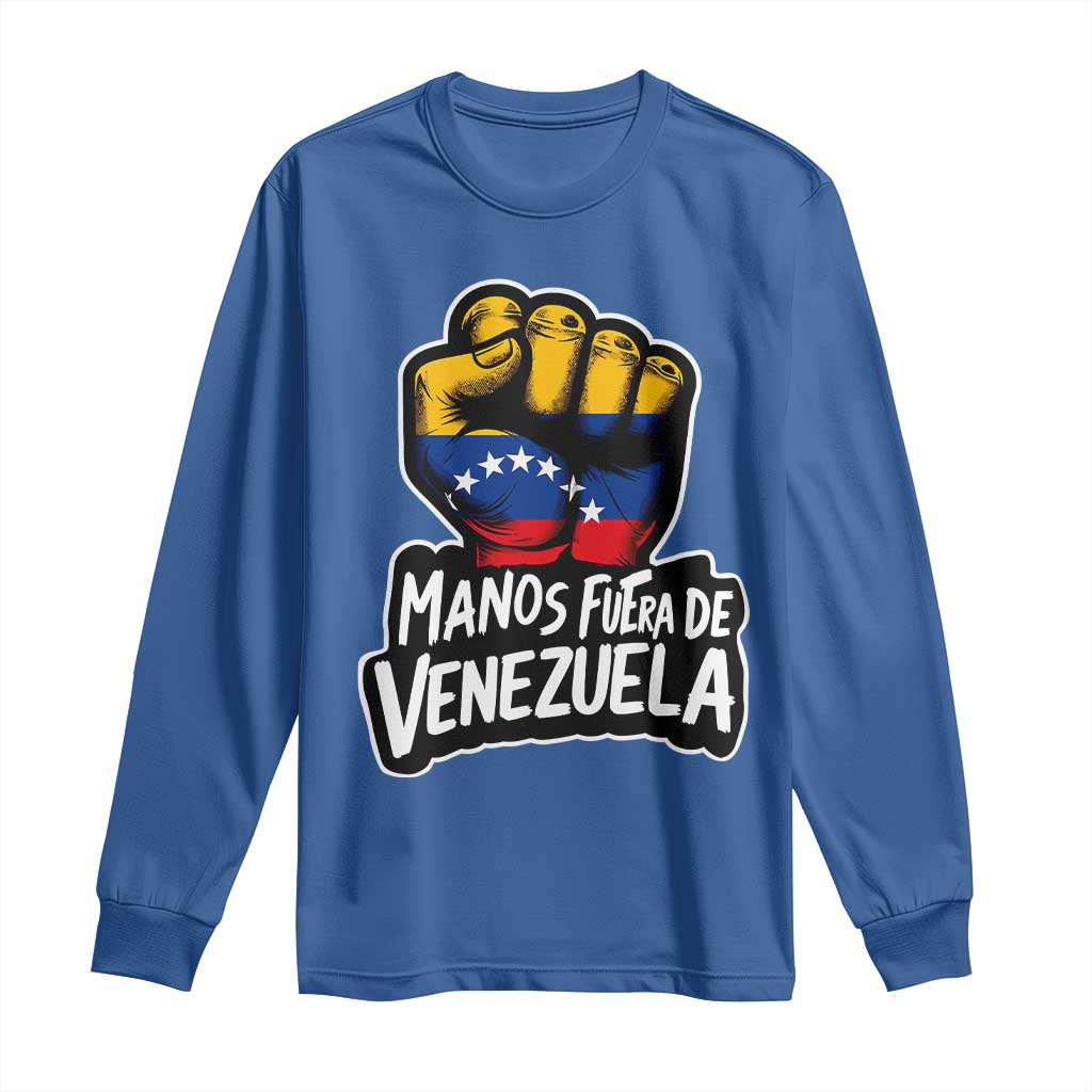 Manos Fuera De Venezuela Long Sleeve Shirt Venezuelan Flag TS11 Royal Blue Print Your Wear