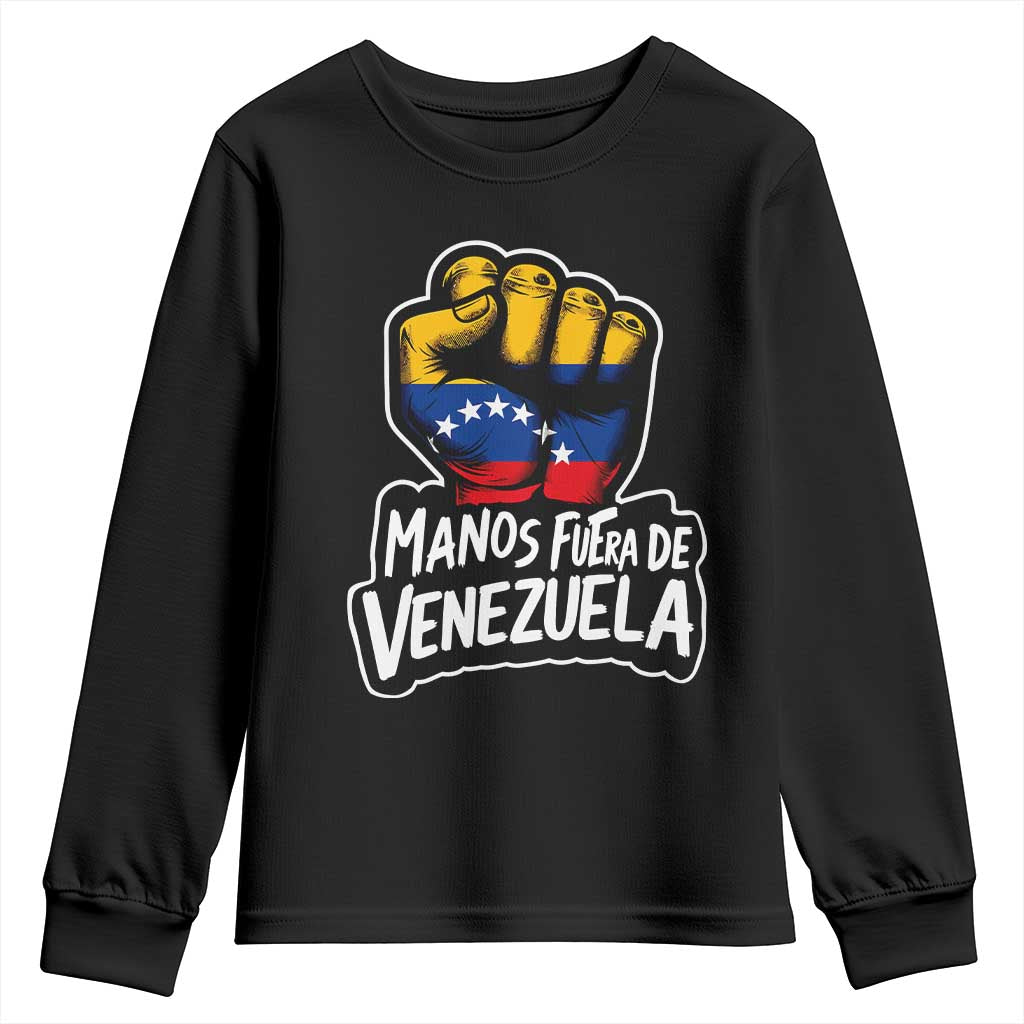 Manos Fuera De Venezuela Youth Sweatshirt Venezuelan Flag TS11 Black Print Your Wear
