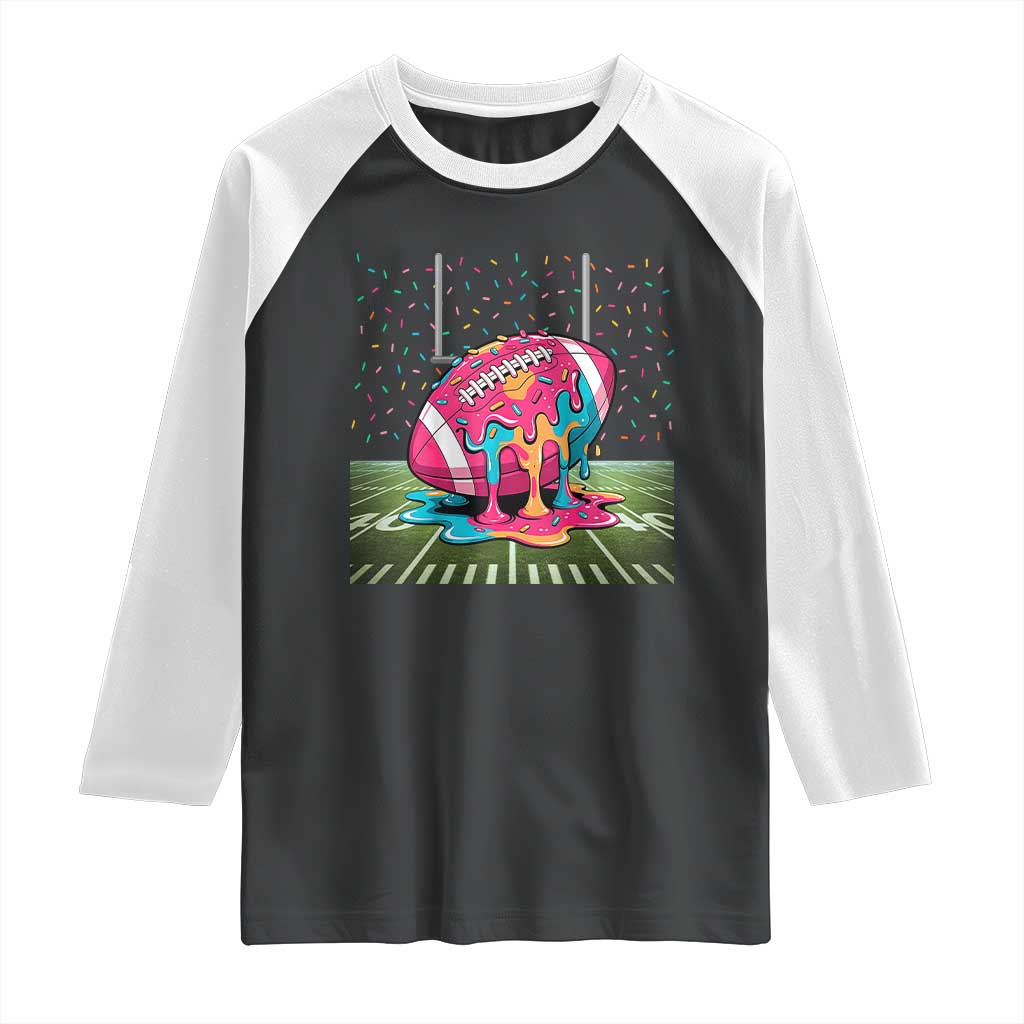 American Football Sprinkles Ice Cream Drip Field Goal Raglan Shirt TS11 Black White Print Your Wear