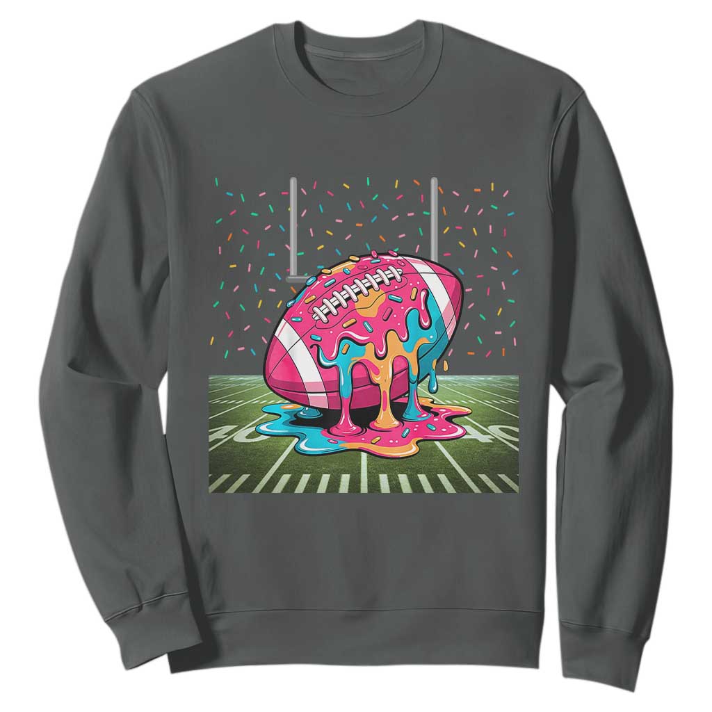 American Football Sprinkles Ice Cream Drip Field Goal Sweatshirt TS11 Dark Heather Print Your Wear