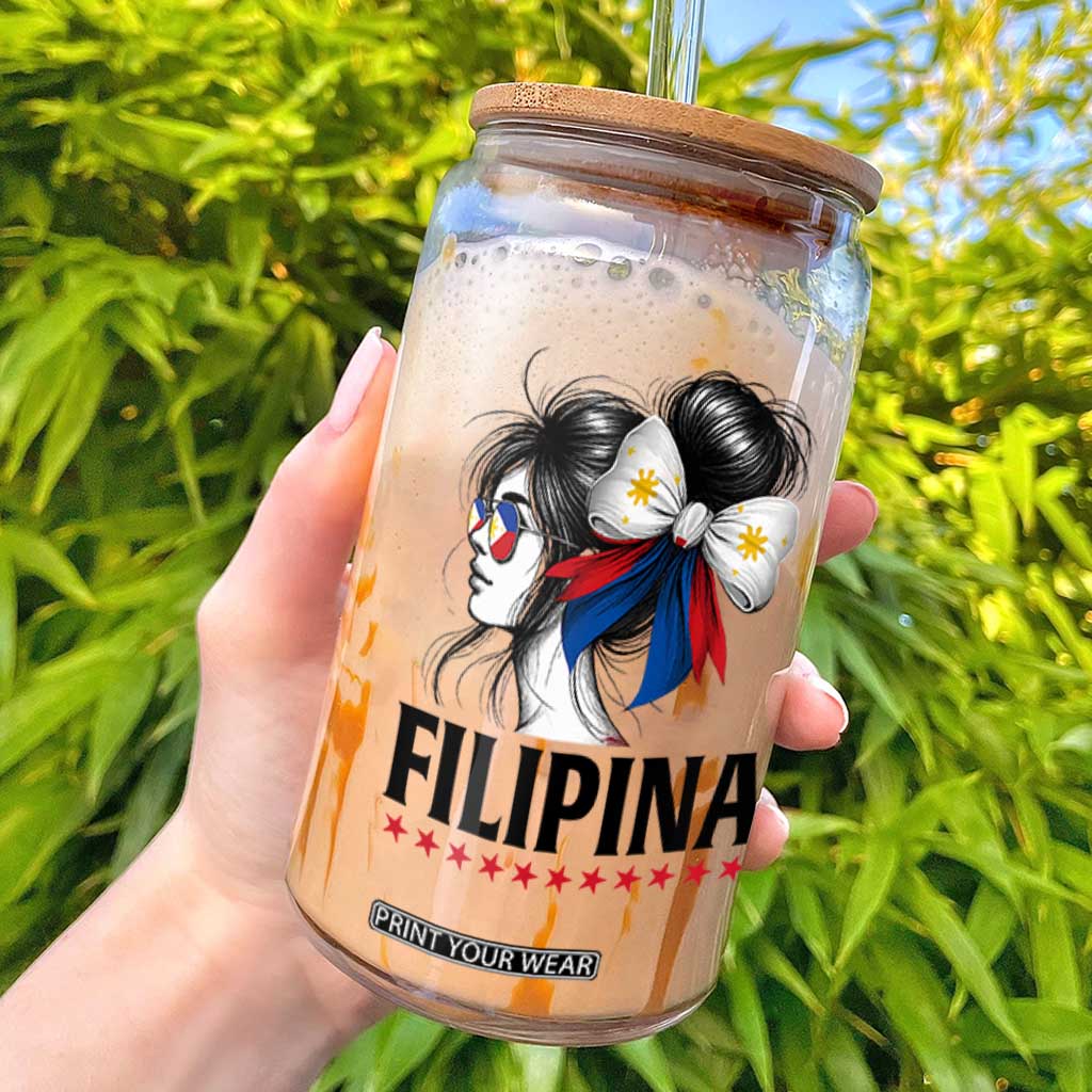 Filipina Girl Philippines Flag Proud Pinay Glass Can TS11 White Print Your Wear