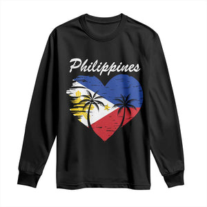 Filipino Pride Long Sleeve Shirt Pinoy Vintage Philippines Flag Heart TS11 Black Print Your Wear