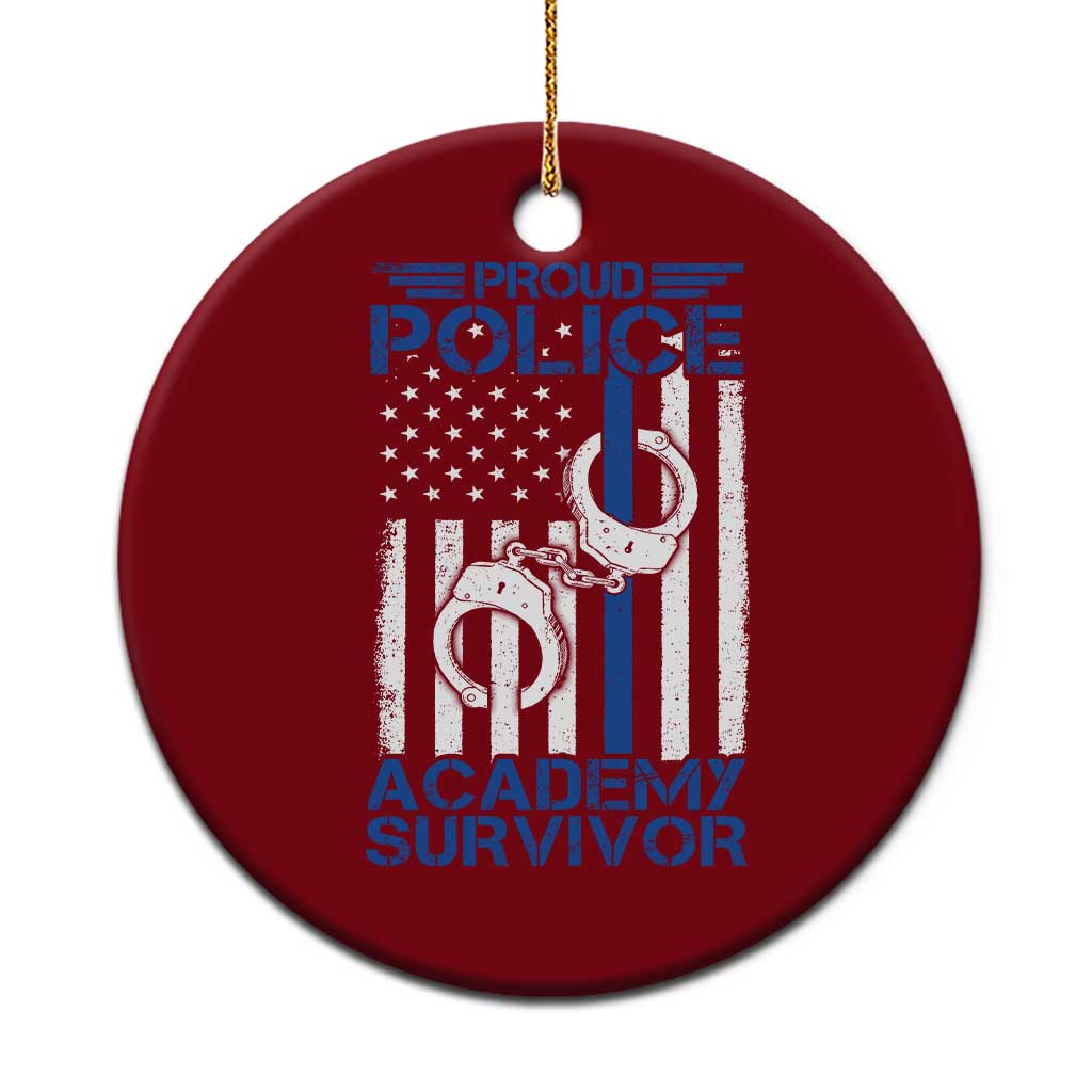 Proud Police Academy Survivor Funny Graduation Ceramic Ornament Vintage American Flag