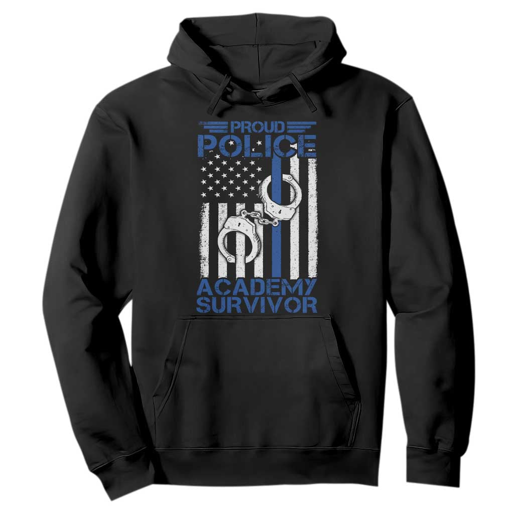 Proud Police Academy Survivor Funny Graduation Hoodie Vintage American Flag