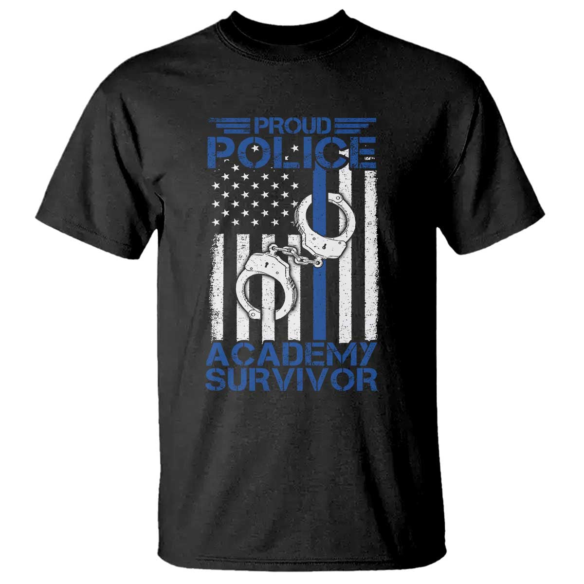 Proud Police Academy Survivor Funny Graduation T Shirt Vintage American Flag