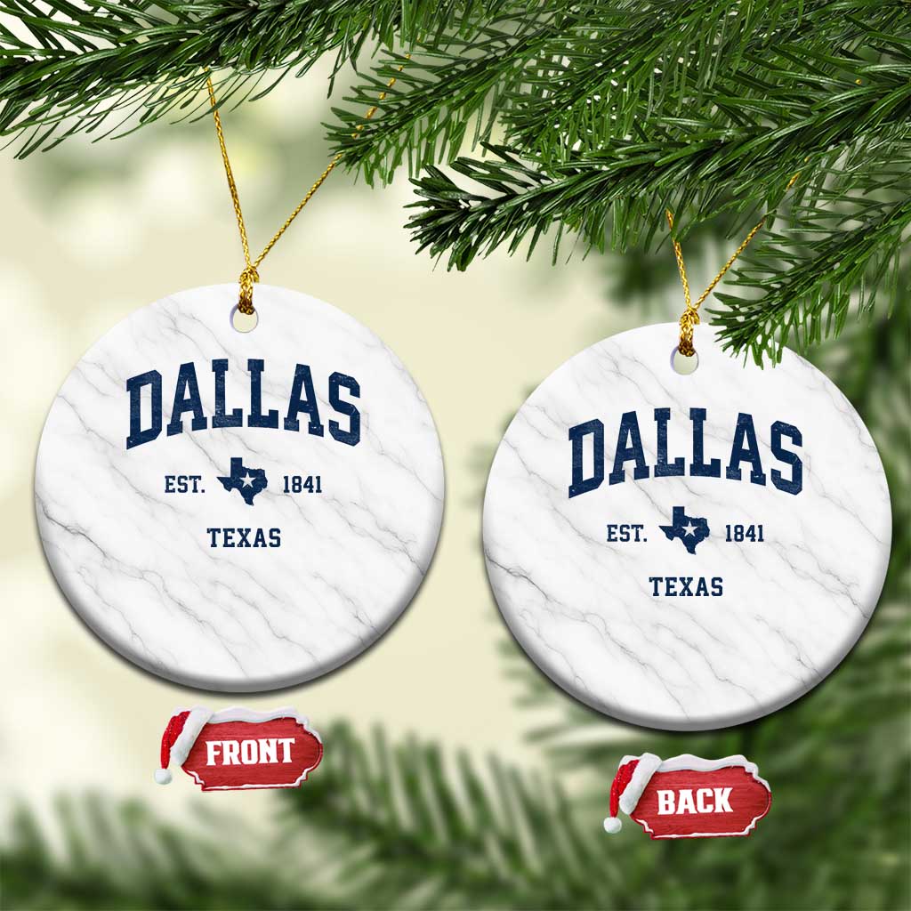 Dallas Texas Est 1841 Ceramic Ornament Vintage Texan City Souvenir