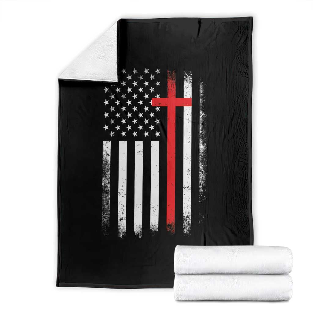 Patriotic Christian Firefighter Vintage American Flag Throw Blanket Proud First Responders