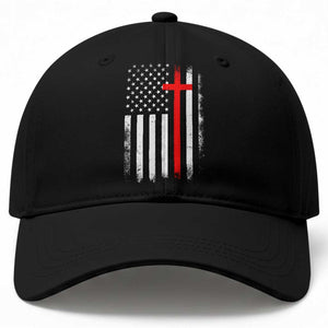 Patriotic Christian Firefighter Vintage American Flag Baseball Cap Proud First Responders