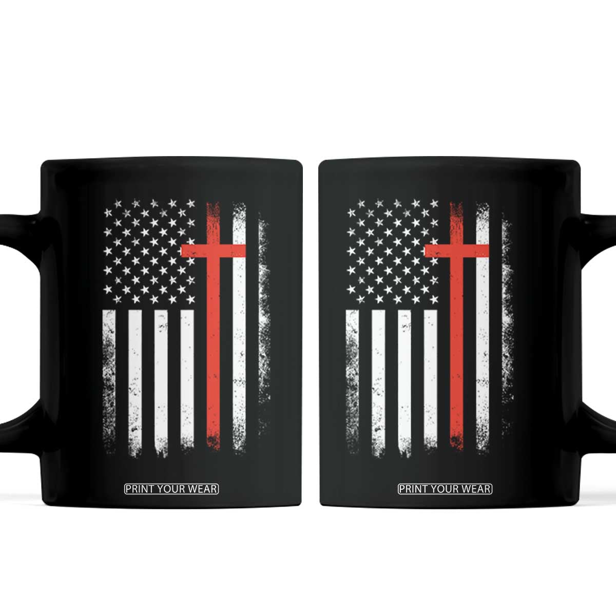 Patriotic Christian Firefighter Vintage American Flag Coffee Mug Proud First Responders
