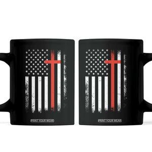 Patriotic Christian Firefighter Vintage American Flag Coffee Mug Proud First Responders
