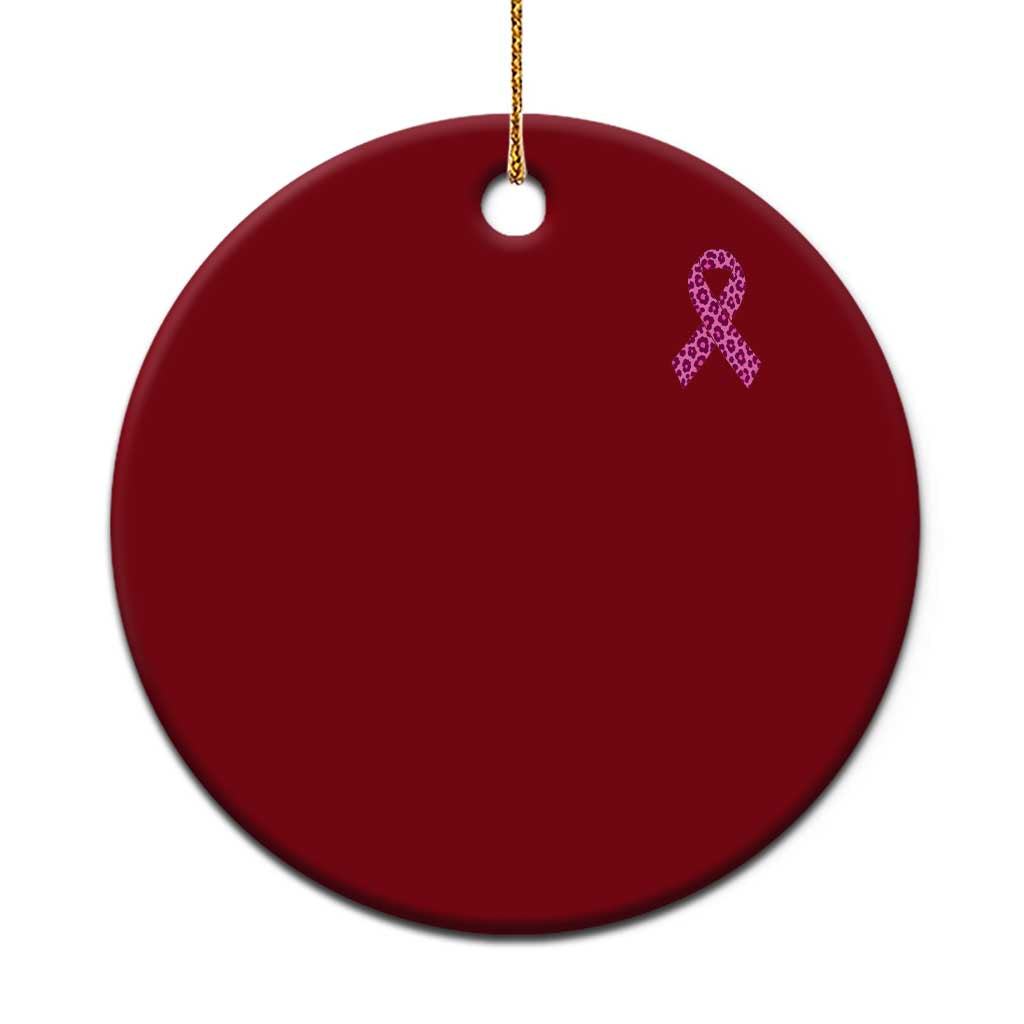 Breast Cancer Awareness Leopard Pink Ribbon Ceramic Ornament