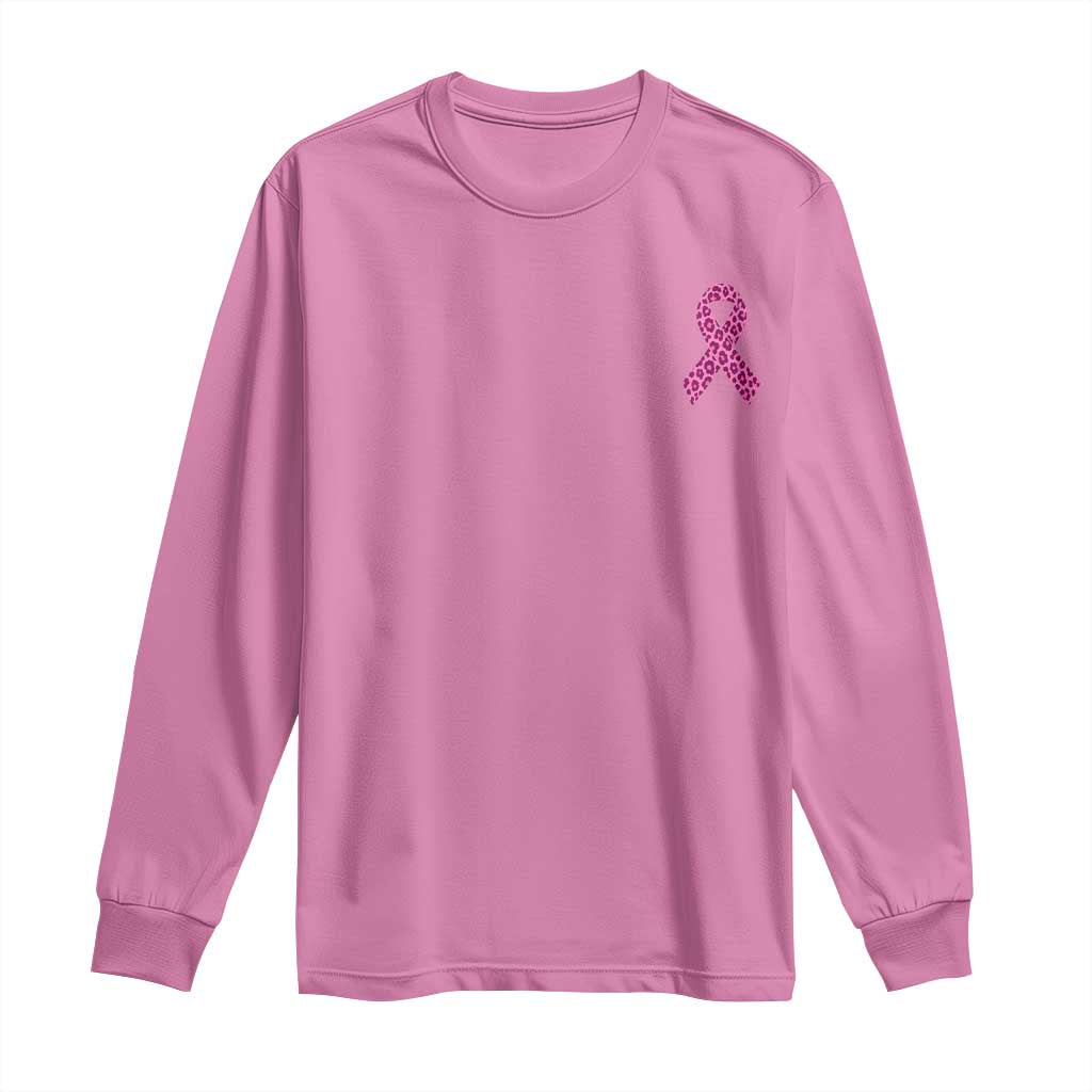 Breast Cancer Awareness Leopard Pink Ribbon Long Sleeve Shirt