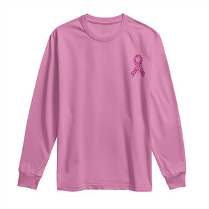 Breast Cancer Awareness Leopard Pink Ribbon Long Sleeve Shirt