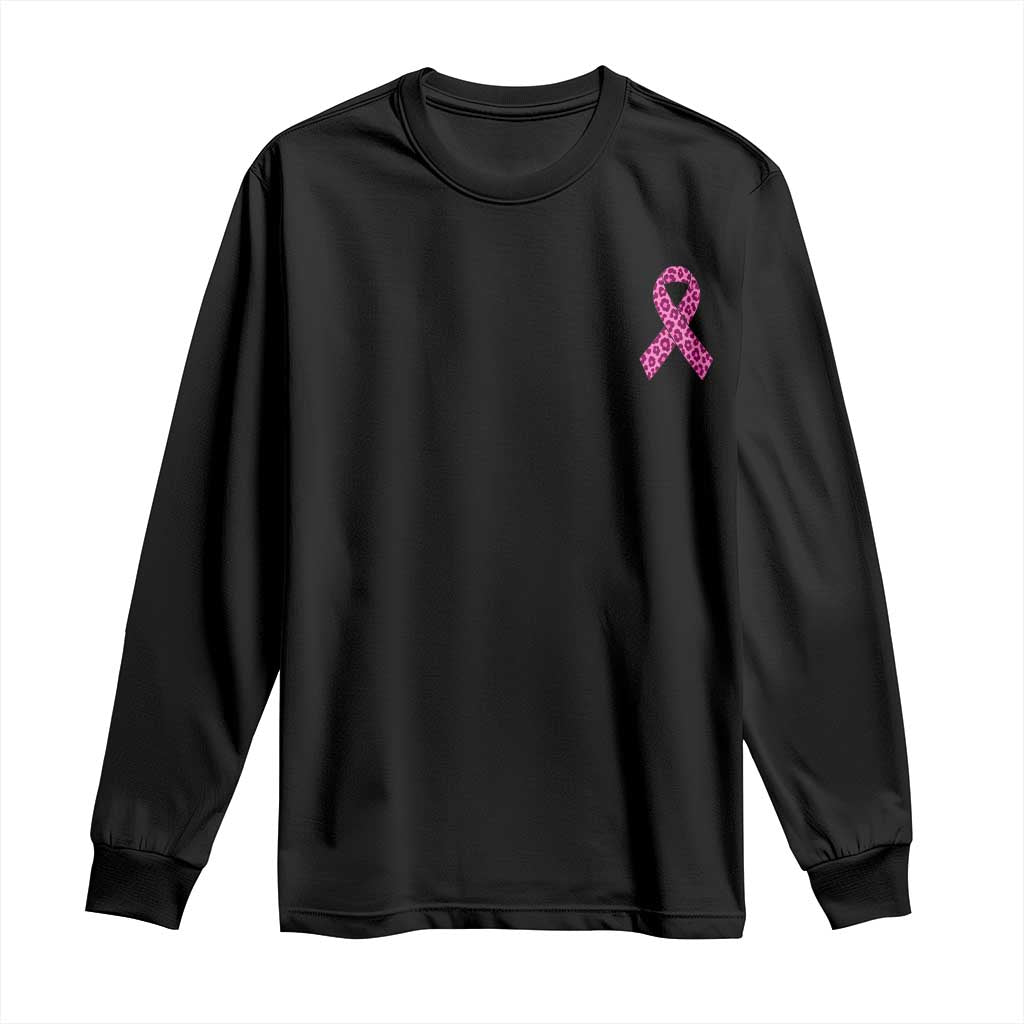 Breast Cancer Awareness Leopard Pink Ribbon Long Sleeve Shirt