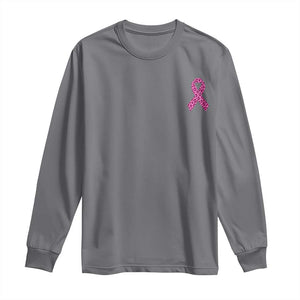 Breast Cancer Awareness Leopard Pink Ribbon Long Sleeve Shirt