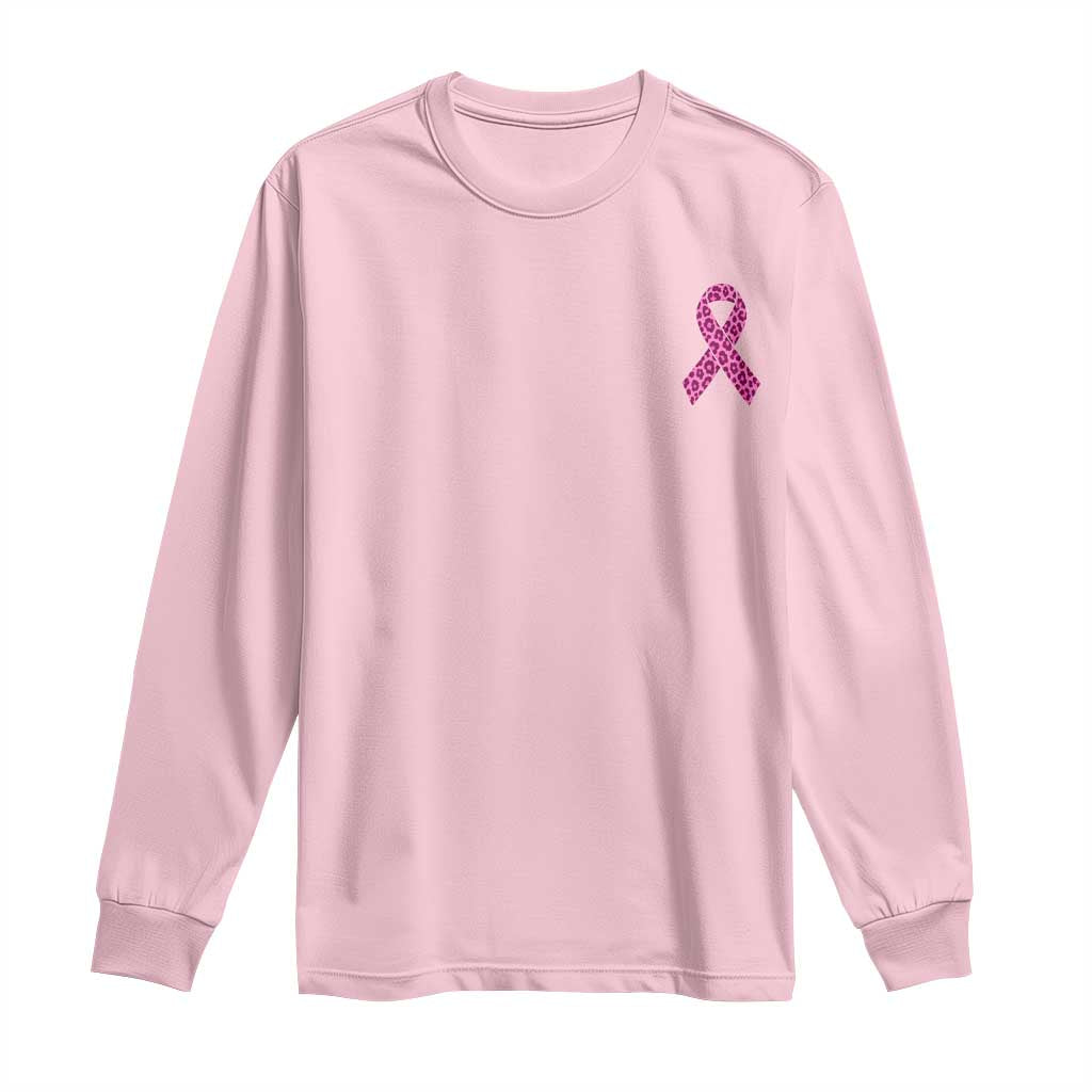 Breast Cancer Awareness Leopard Pink Ribbon Long Sleeve Shirt