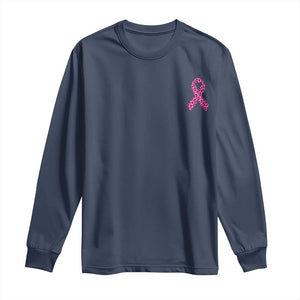 Breast Cancer Awareness Leopard Pink Ribbon Long Sleeve Shirt