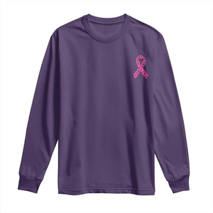 Breast Cancer Awareness Leopard Pink Ribbon Long Sleeve Shirt