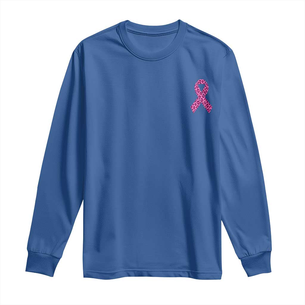Breast Cancer Awareness Leopard Pink Ribbon Long Sleeve Shirt