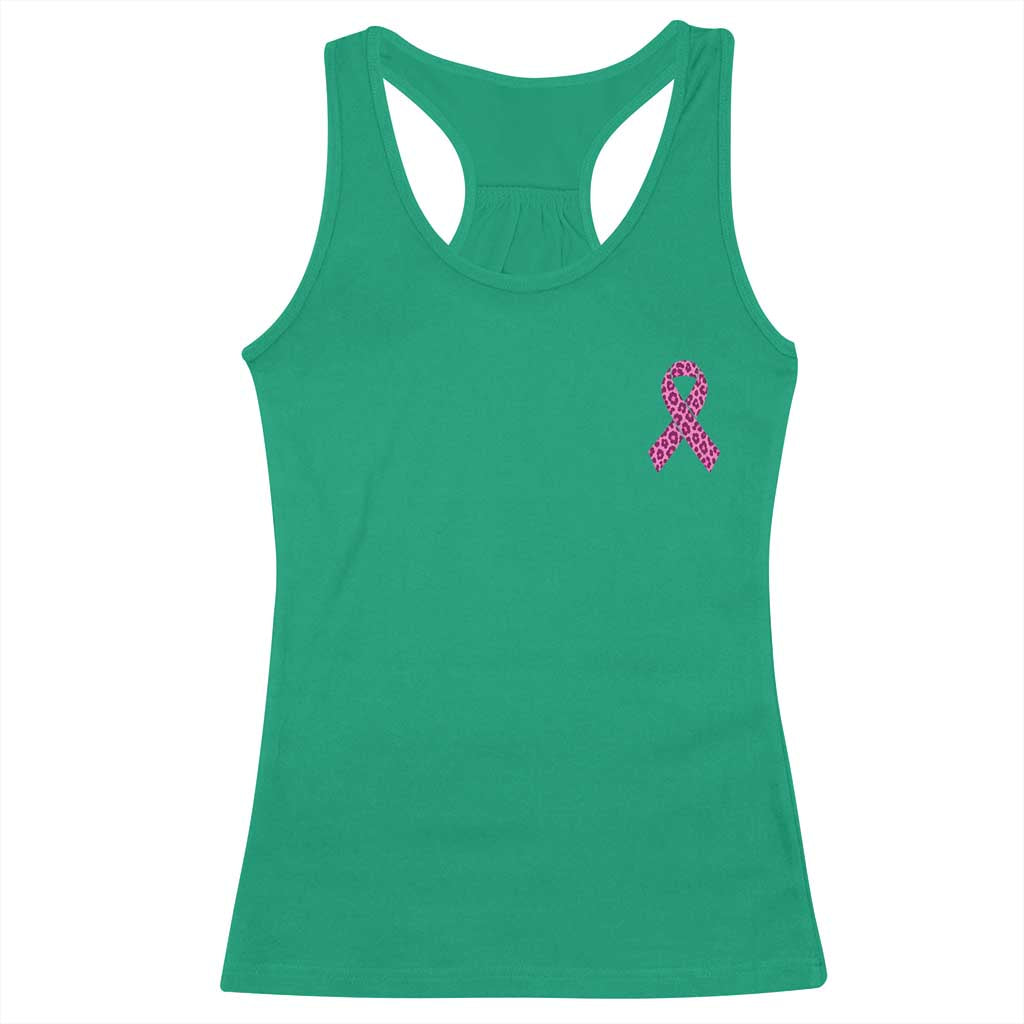 Breast Cancer Awareness Leopard Pink Ribbon Racerback Tank Top