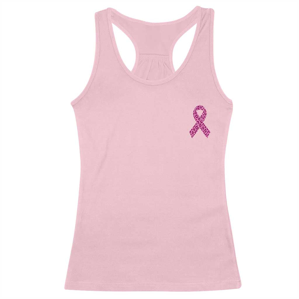Breast Cancer Awareness Leopard Pink Ribbon Racerback Tank Top