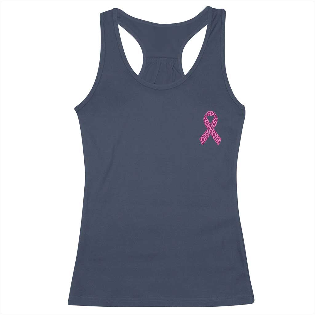 Breast Cancer Awareness Leopard Pink Ribbon Racerback Tank Top