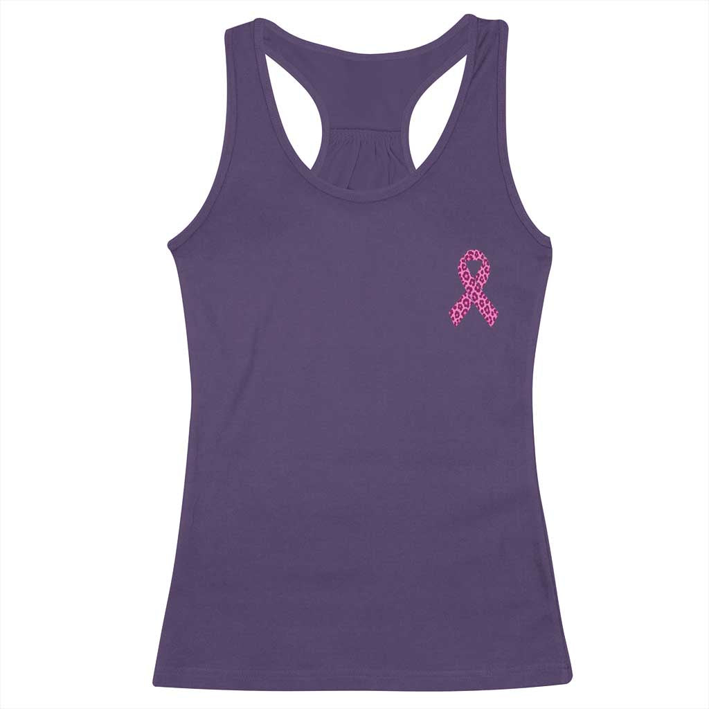 Breast Cancer Awareness Leopard Pink Ribbon Racerback Tank Top