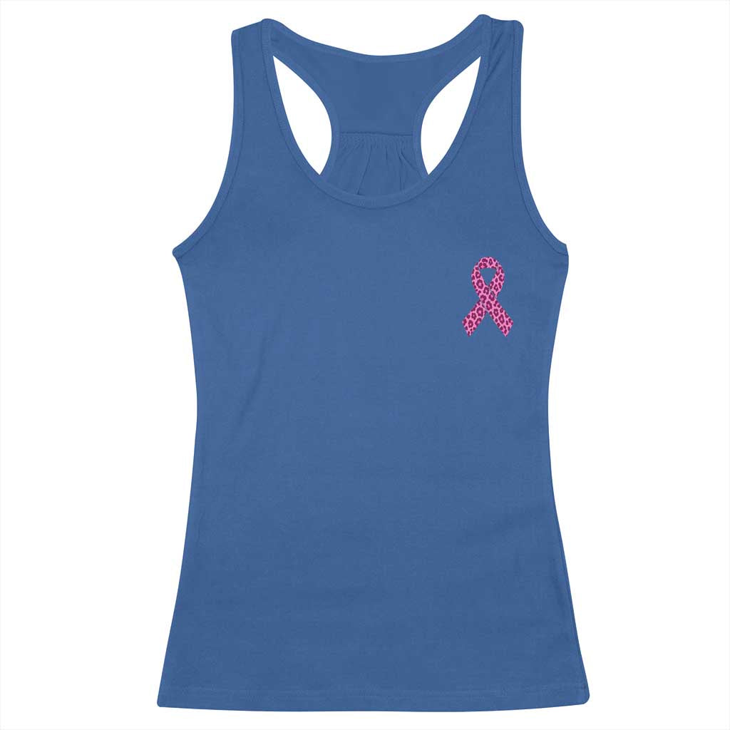 Breast Cancer Awareness Leopard Pink Ribbon Racerback Tank Top