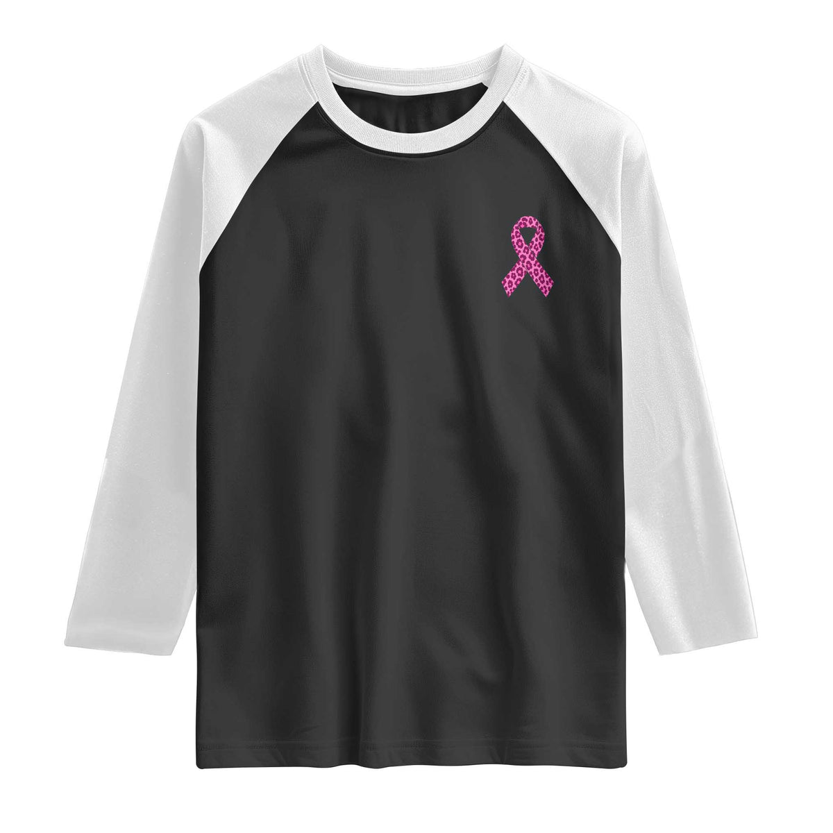 Breast Cancer Awareness Leopard Pink Ribbon Raglan Shirt