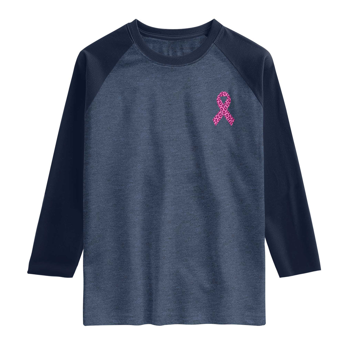 Breast Cancer Awareness Leopard Pink Ribbon Raglan Shirt