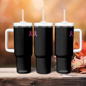 Breast Cancer Awareness Leopard Pink Ribbon Tumbler With Handle