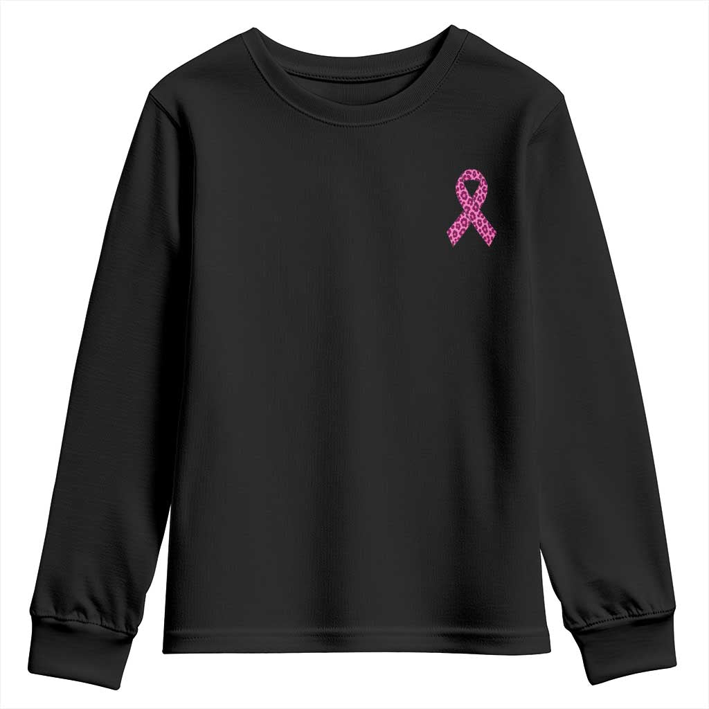 Breast Cancer Awareness Leopard Pink Ribbon Youth Sweatshirt