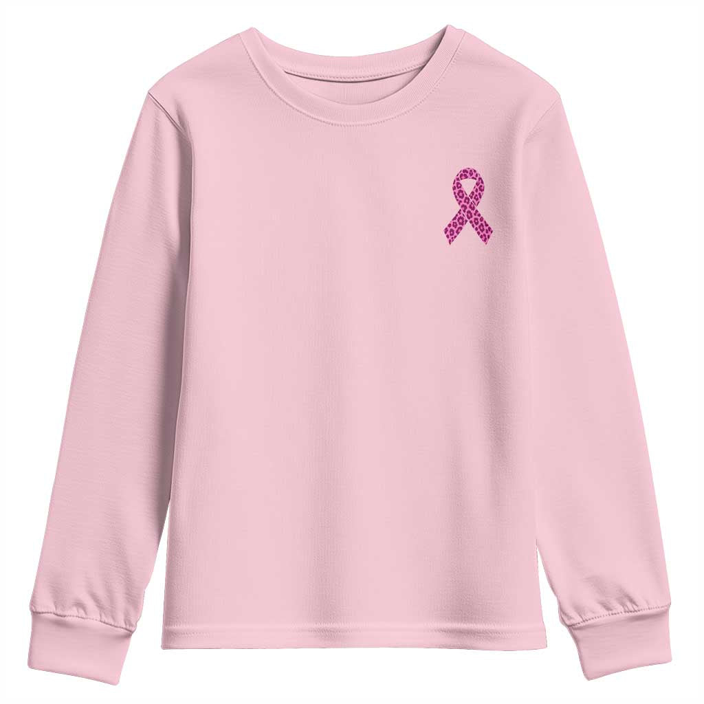Breast Cancer Awareness Leopard Pink Ribbon Youth Sweatshirt