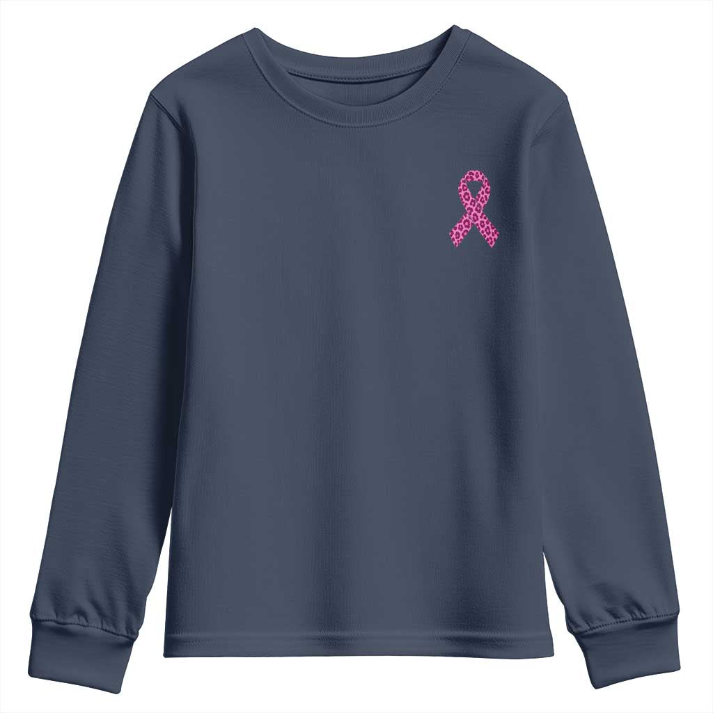 Breast Cancer Awareness Leopard Pink Ribbon Youth Sweatshirt