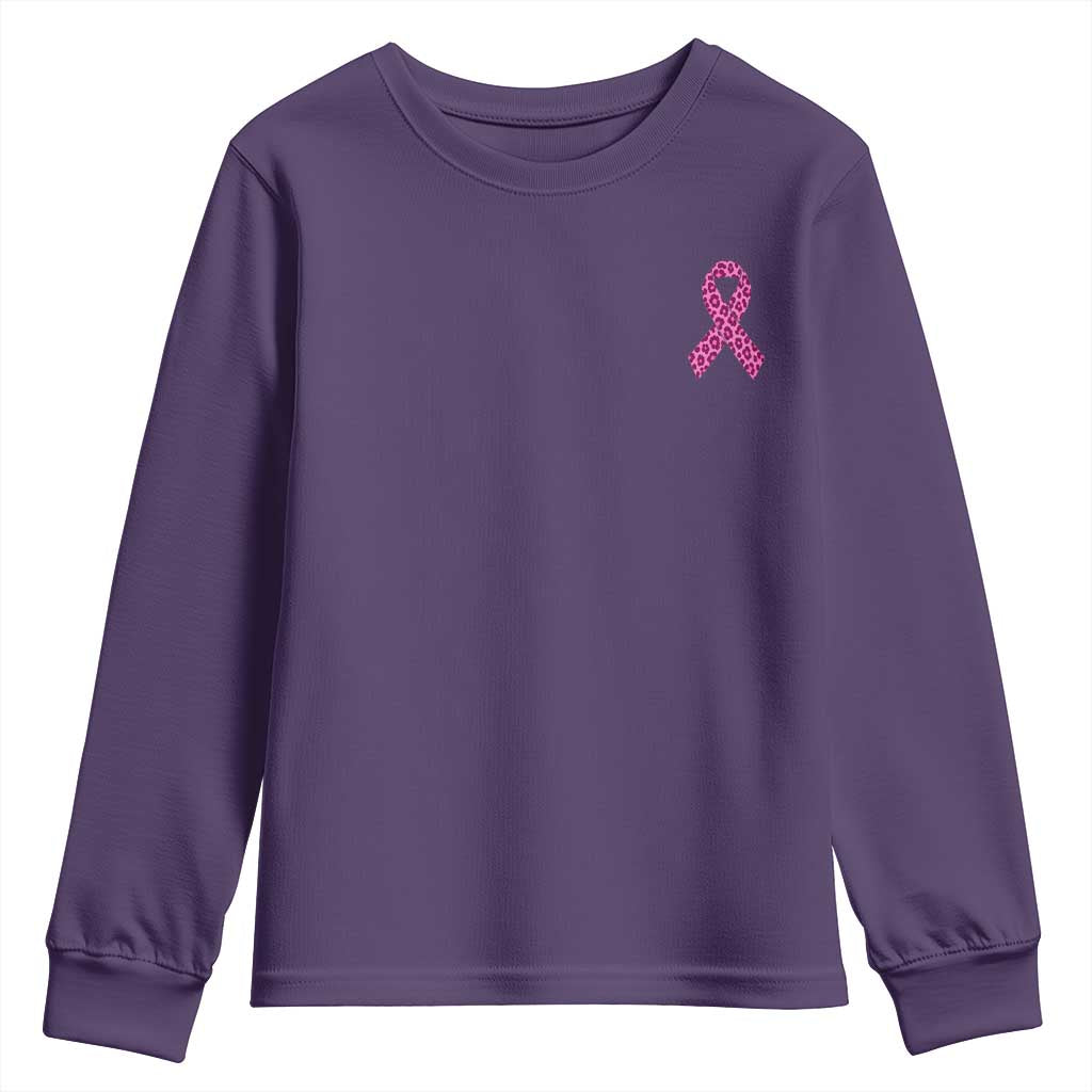 Breast Cancer Awareness Leopard Pink Ribbon Youth Sweatshirt