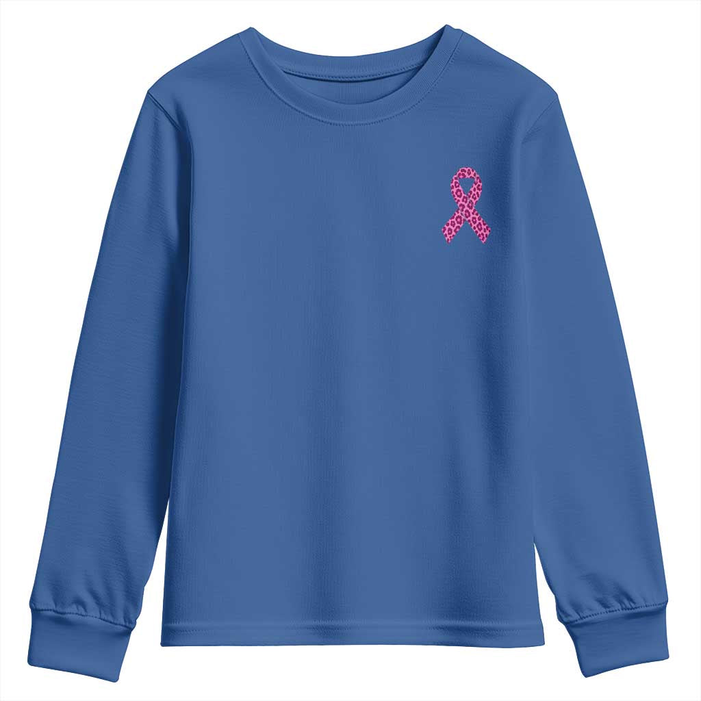 Breast Cancer Awareness Leopard Pink Ribbon Youth Sweatshirt