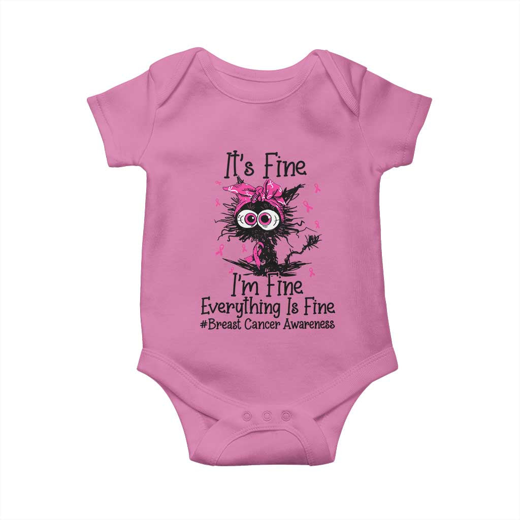 It Is Fine I Am Fine Everything Is Fine Breast Cancer Awareness Cat Baby Onesie
