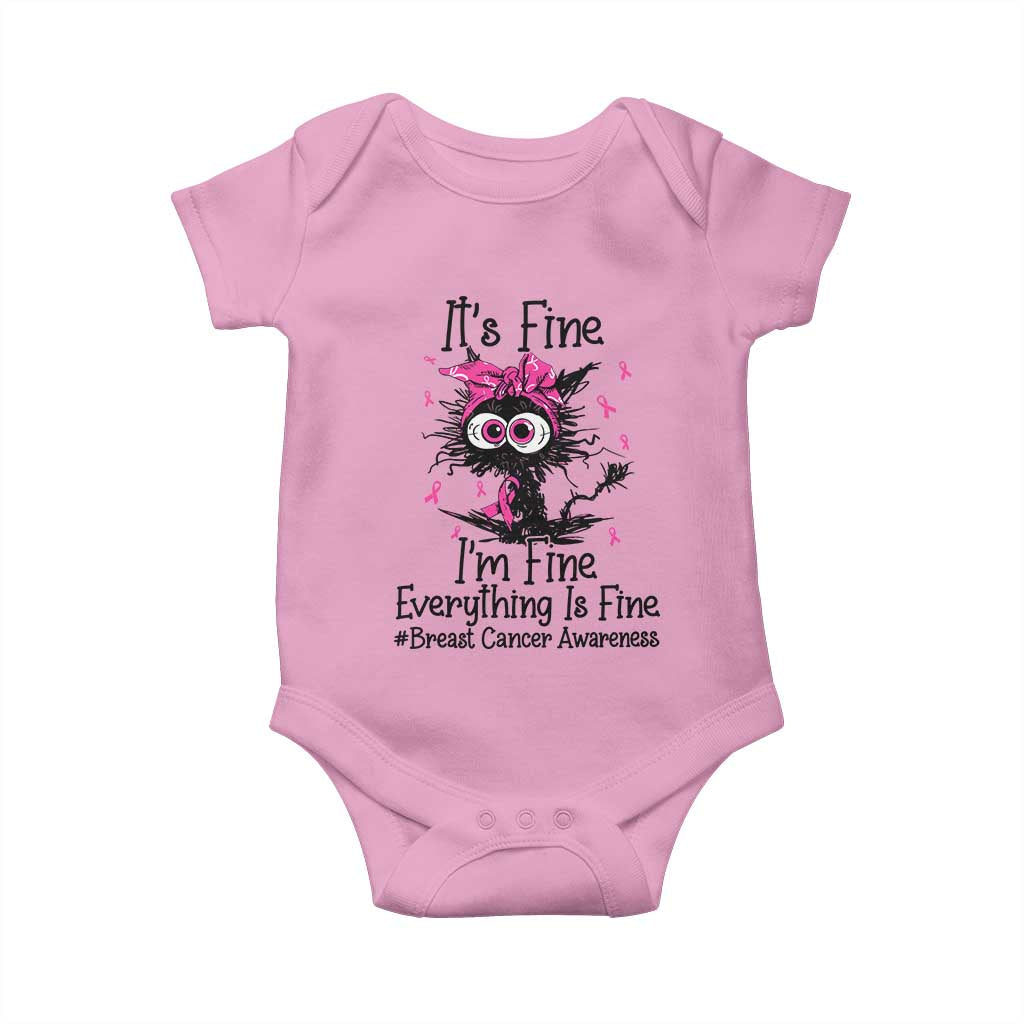 It Is Fine I Am Fine Everything Is Fine Breast Cancer Awareness Cat Baby Onesie