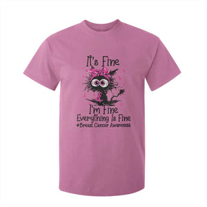 It Is Fine I Am Fine Everything Is Fine Breast Cancer Awareness Cat T Shirt For Kid