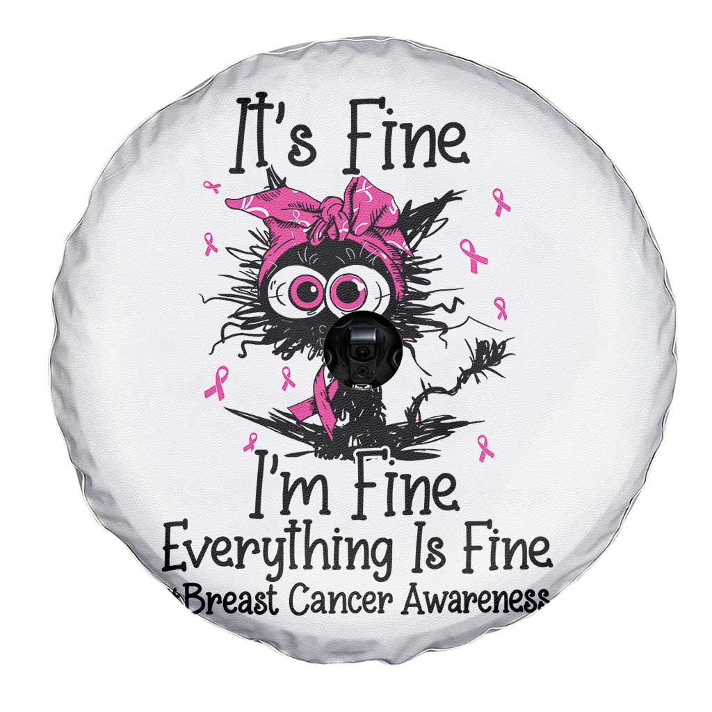 It Is Fine I Am Fine Everything Is Fine Breast Cancer Awareness Cat Spare Tire Cover