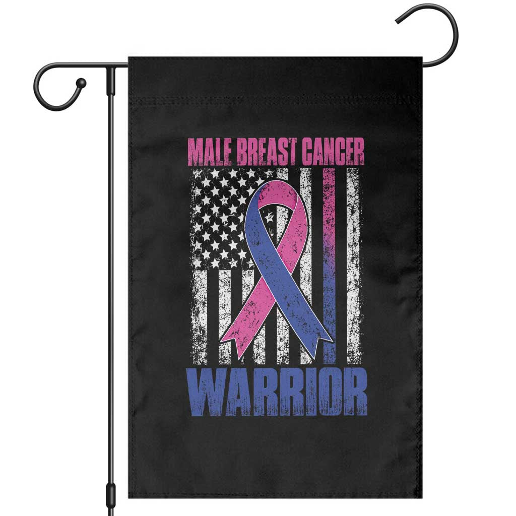 Male Breast Cancer Warrior Garden Flag Pink Blue Ribbon