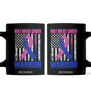 Male Breast Cancer Warrior Coffee Mug Pink Blue Ribbon
